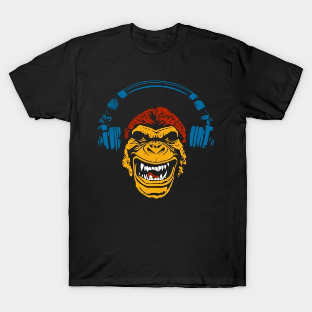 gorilla in the headphones T-Shirt by lkn